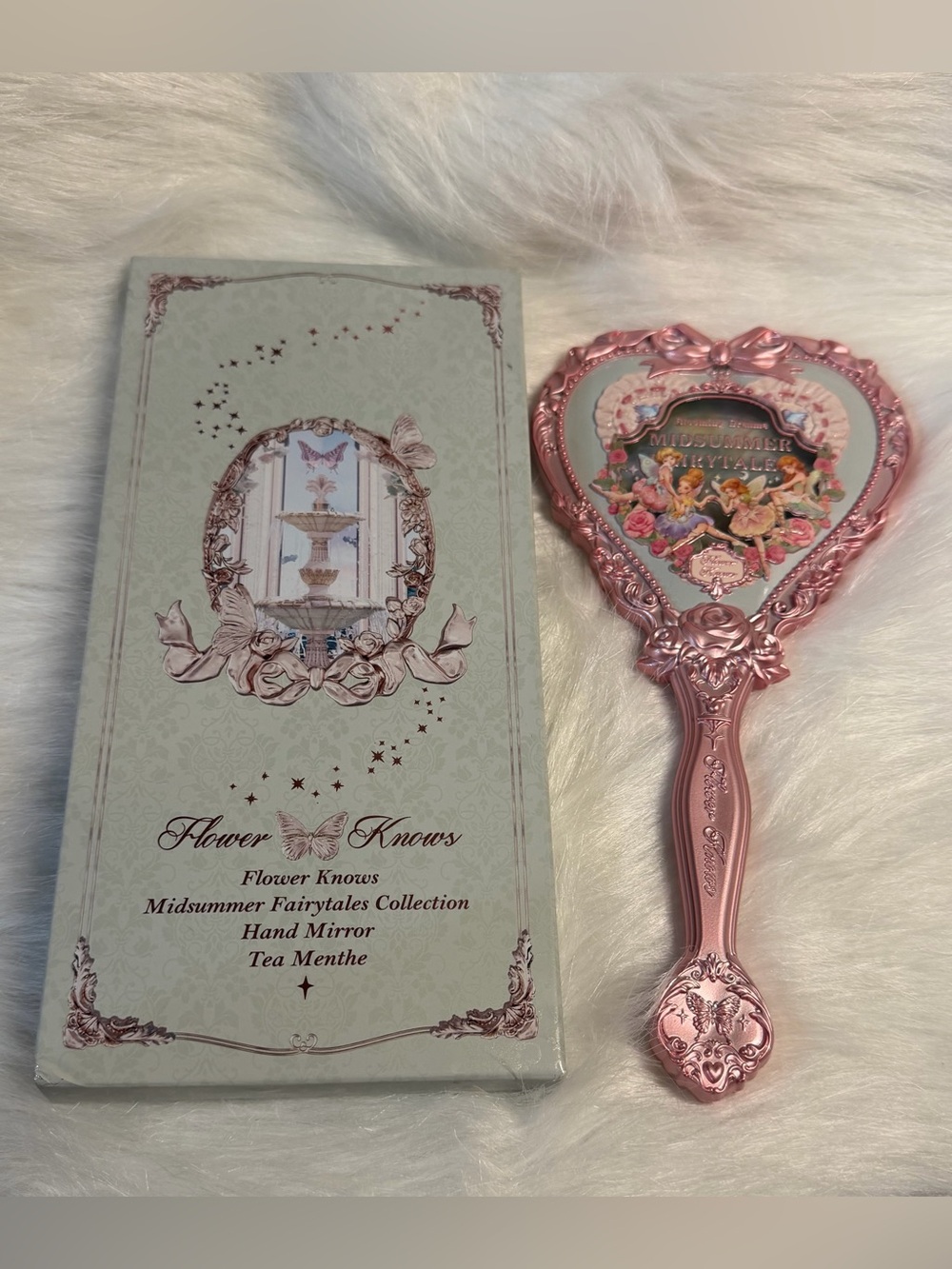 Flower Knows Midsummer Fairytales Pink Heart Hand Mirror